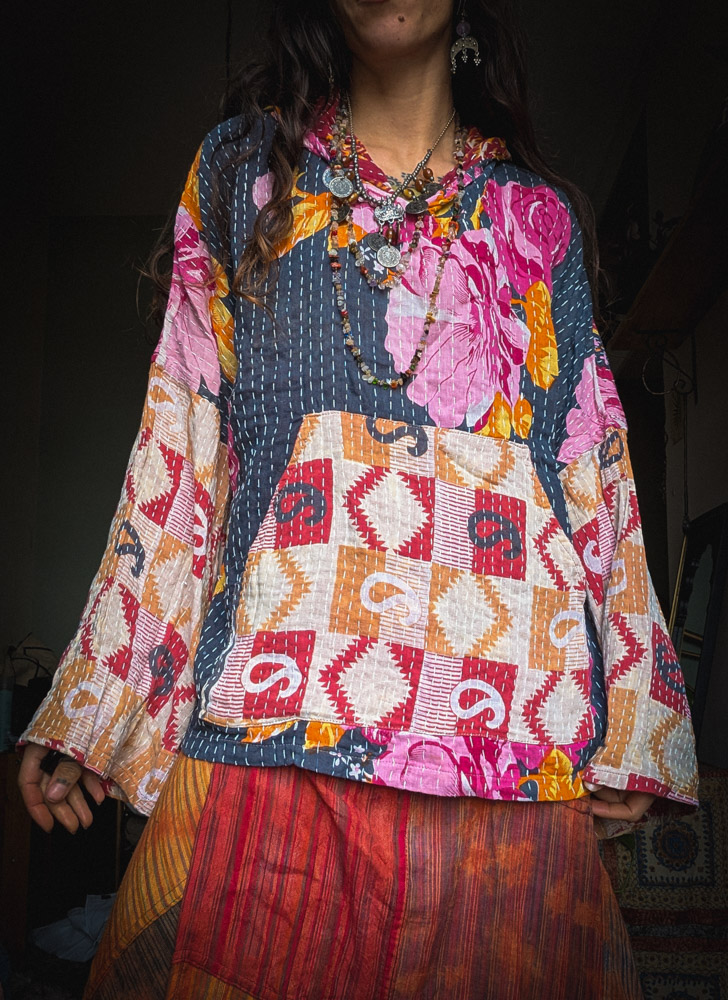 Preloved Kantha Stitch Hoodie - Image 6