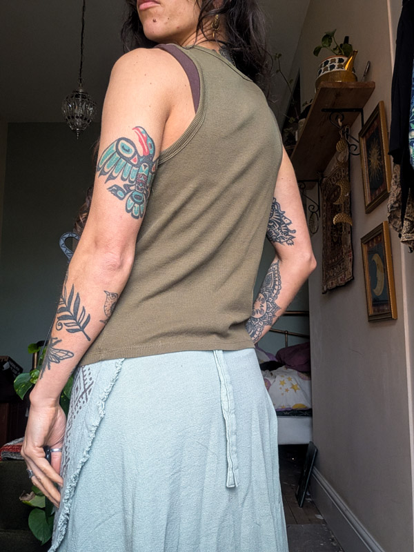 Reworked Khaki Fern Print Vest - Image 2