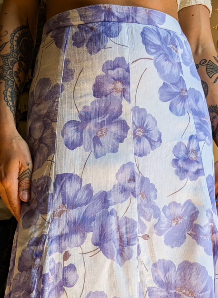 Handmade Lilac Floral Skirt - Image 3
