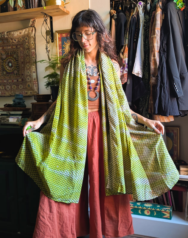 Lime Recycled Silk Scarf - Image 3