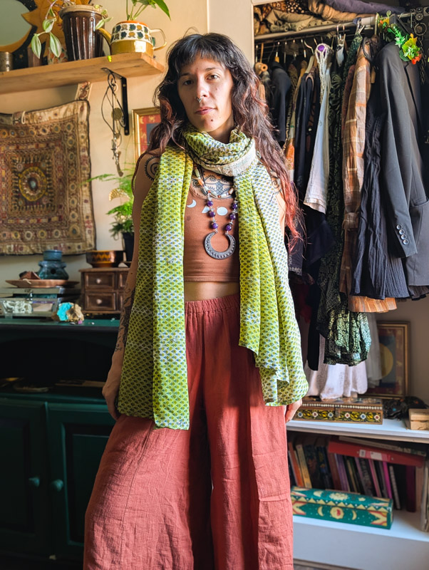 Lime Recycled Silk Scarf - Image 7