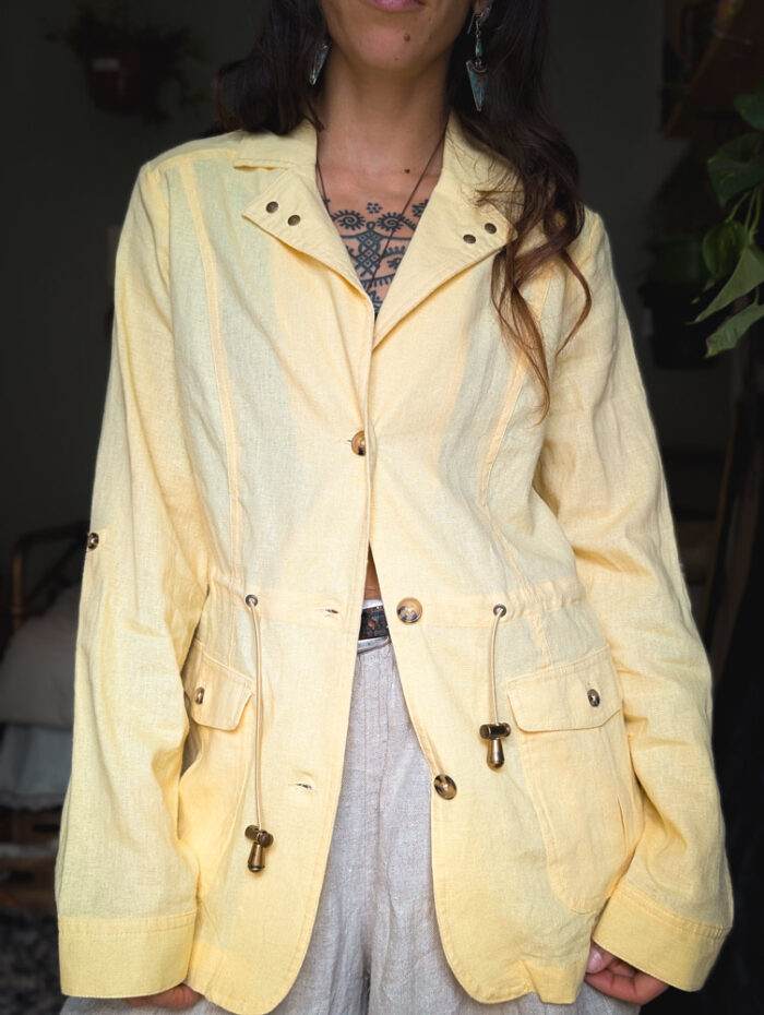 Buttermilk Yellow Vintage Linen Jacket - Image 2