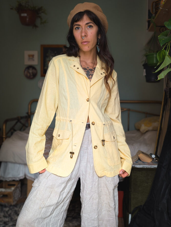Buttermilk Yellow Vintage Linen Jacket - Image 4