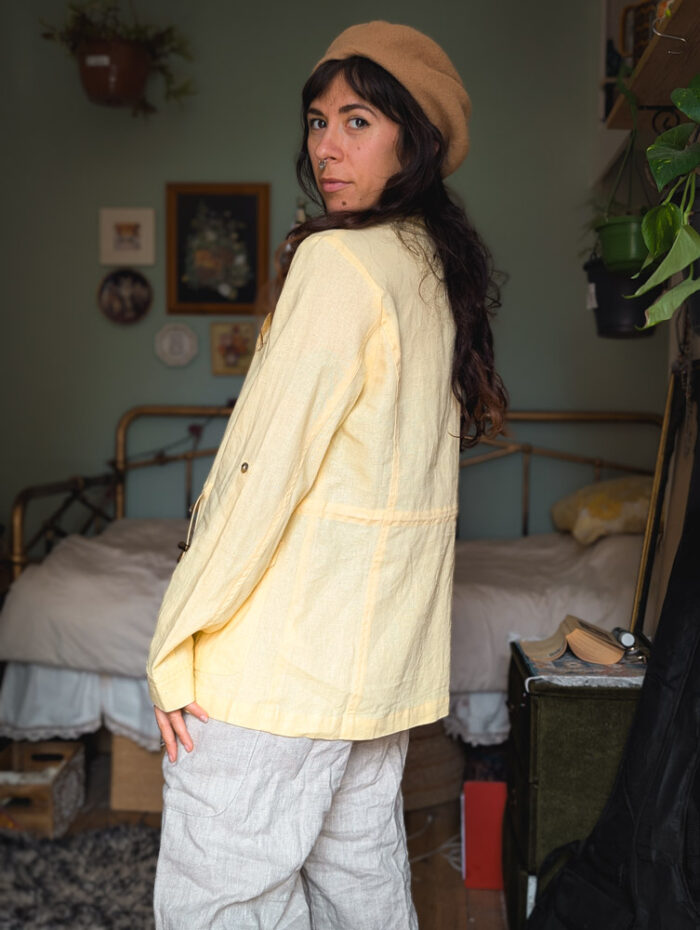 Buttermilk Yellow Vintage Linen Jacket - Image 5