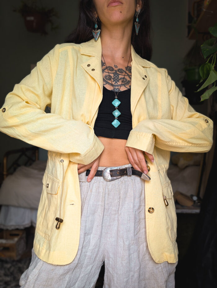 Buttermilk Yellow Vintage Linen Jacket