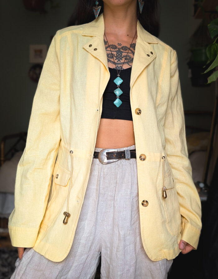 Buttermilk Yellow Vintage Linen Jacket - Image 3