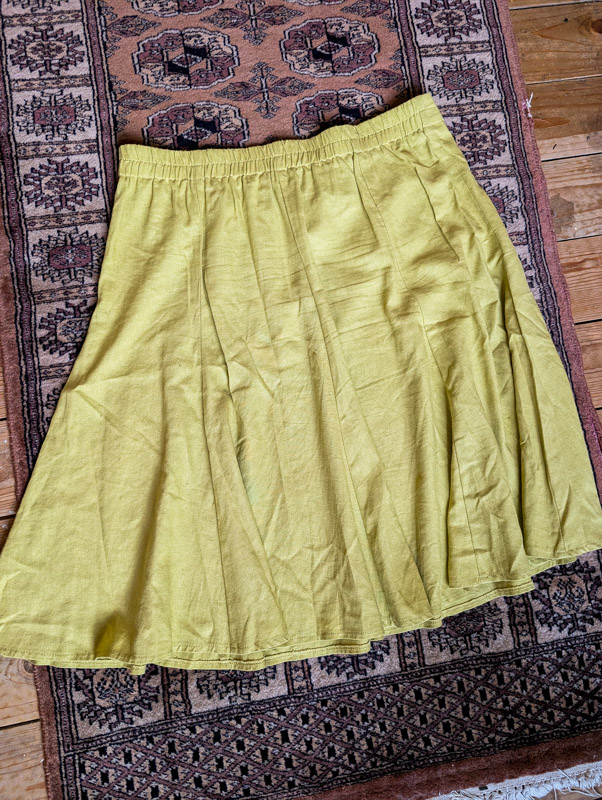 Reworked Green Butterfly Linen Midi Skirt - Image 3