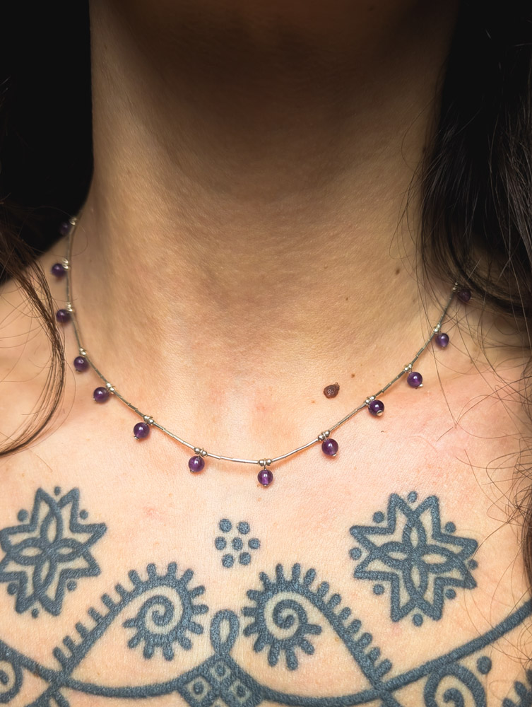 925 Silver Amethyst Liquid Silver Necklace - Image 2