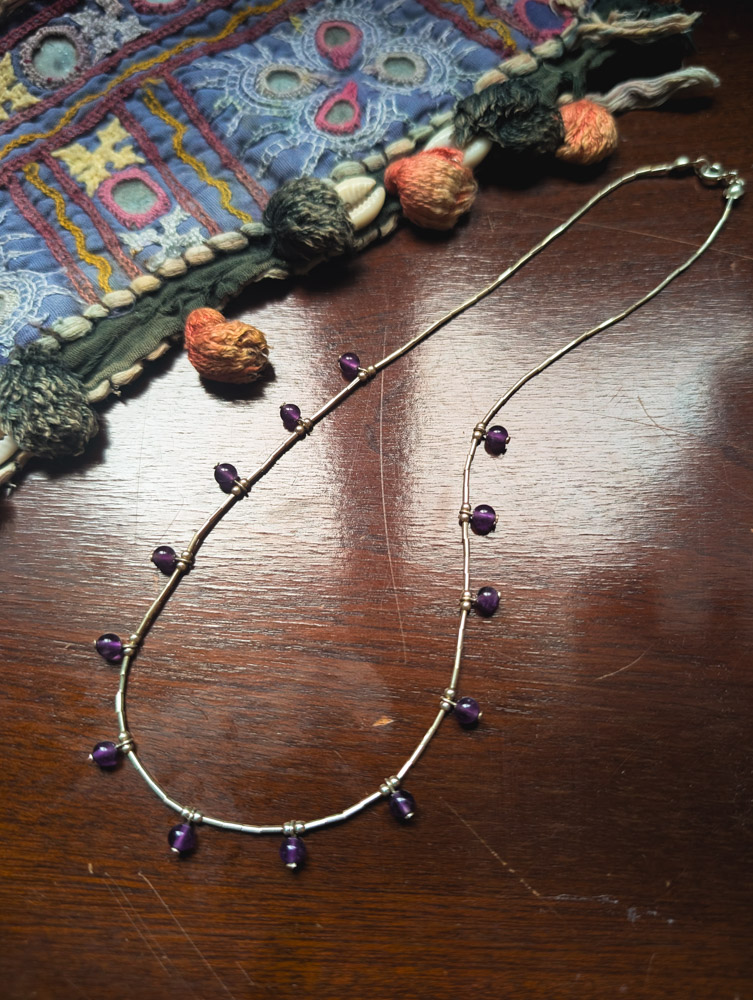 925 Silver Amethyst Liquid Silver Necklace