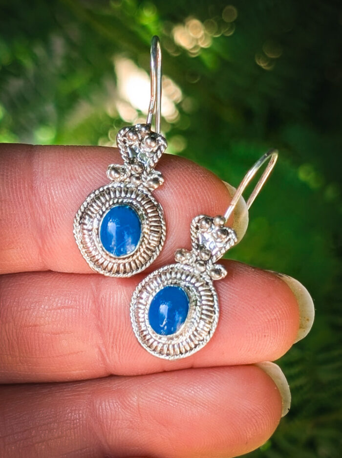 Vintage Blue Enamel Drop Earrings