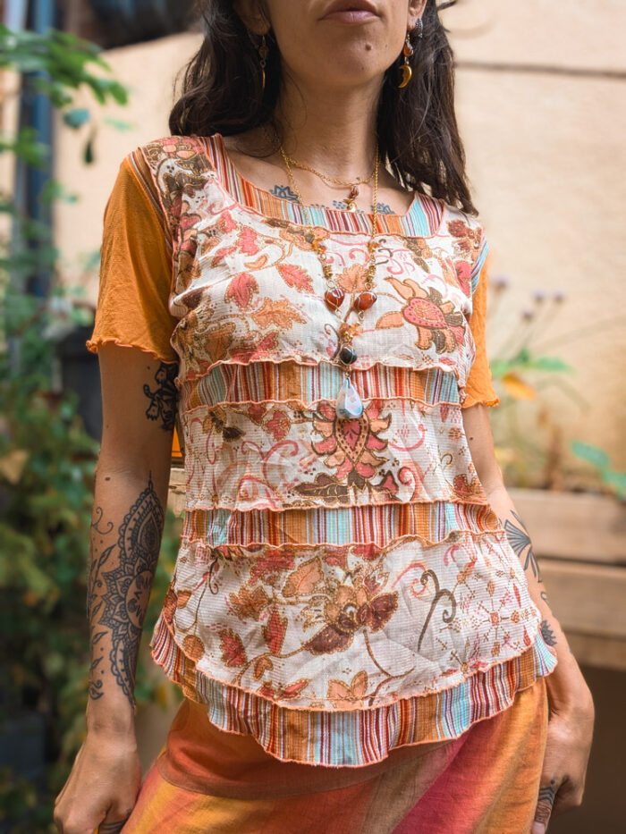 Vintage French Patchwork Mesh Top