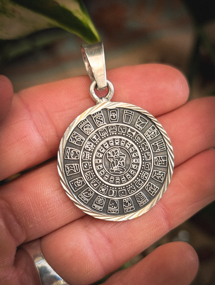 925 Silver Mayan Calendar Pendant - Image 4