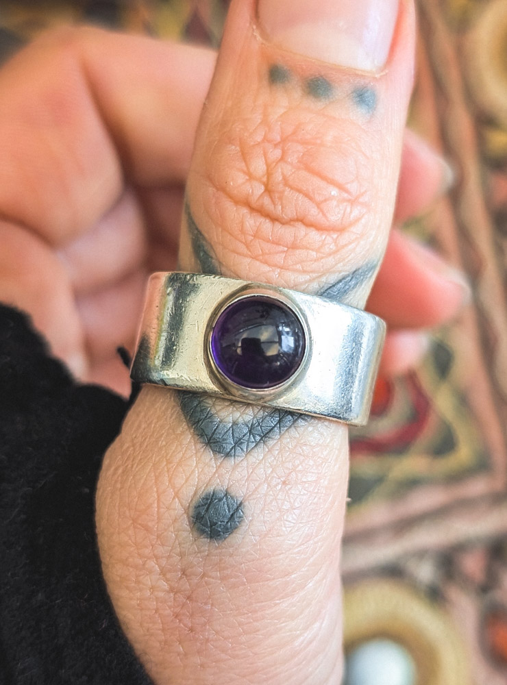 Vintage 925 Mexican Amethyst Ring - Image 4