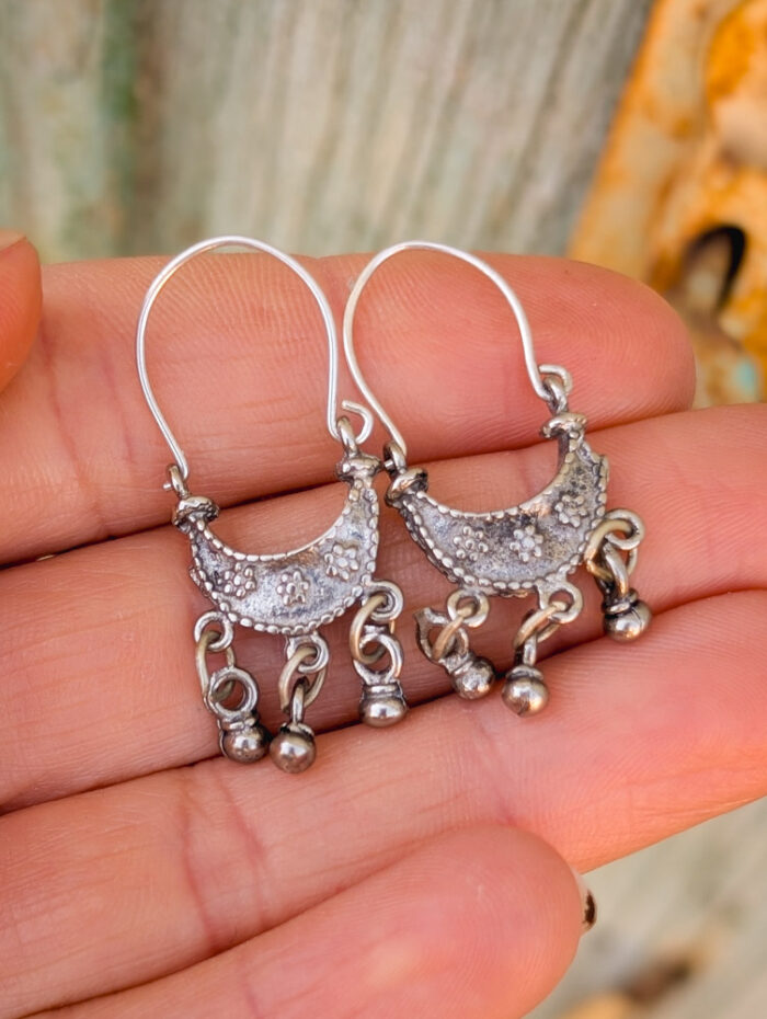 Vintage Mini Moon Hoop Earrings