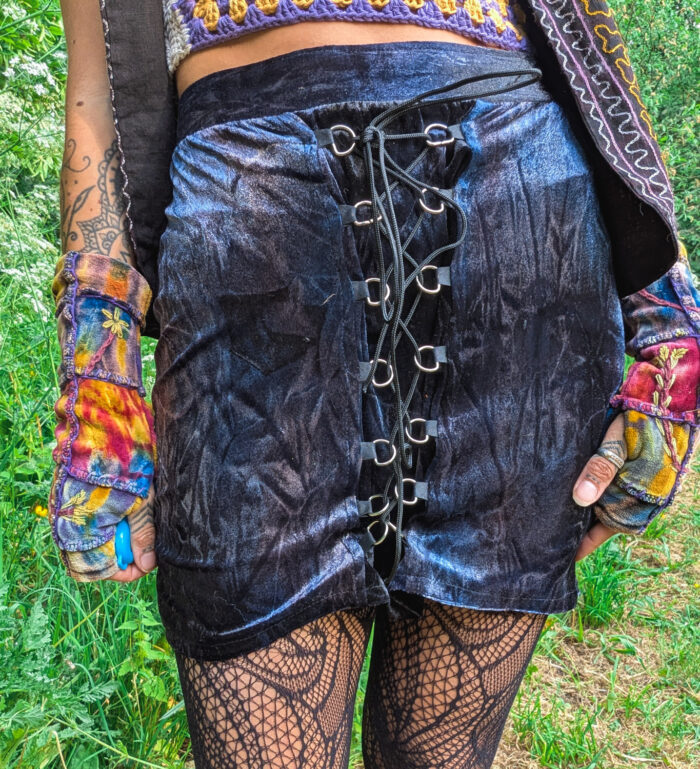 Vintage Tie Dye Velvet Mini Skirt - Image 2