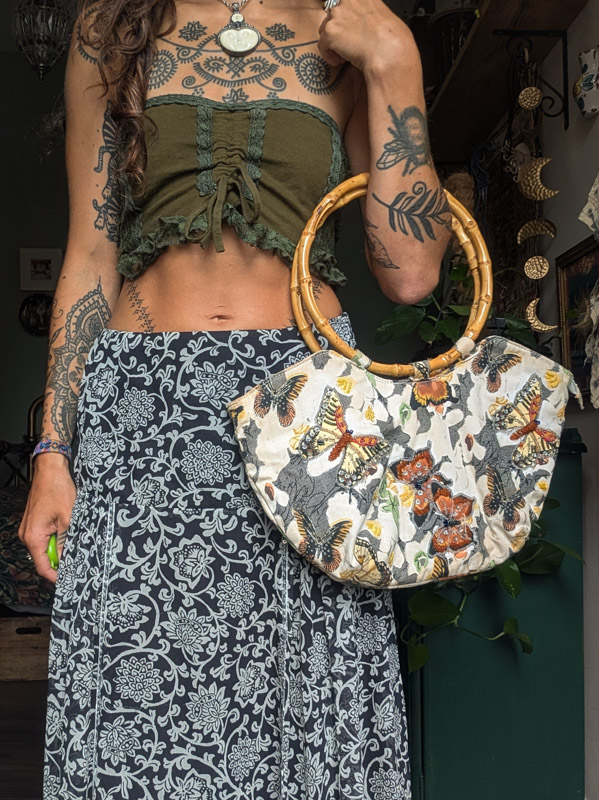 Monochrome Folk Floral Skirt - Image 3