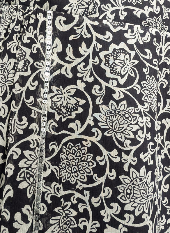 Monochrome Folk Floral Skirt - Image 2