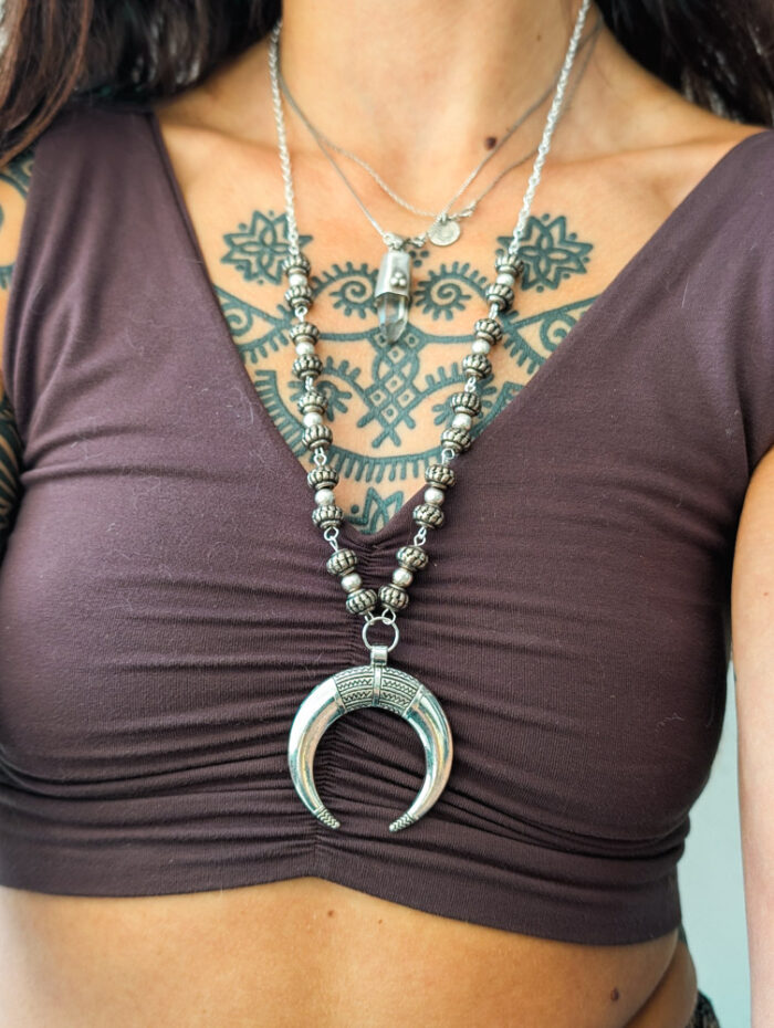 Silver Crescent Moon Necklace - Image 4