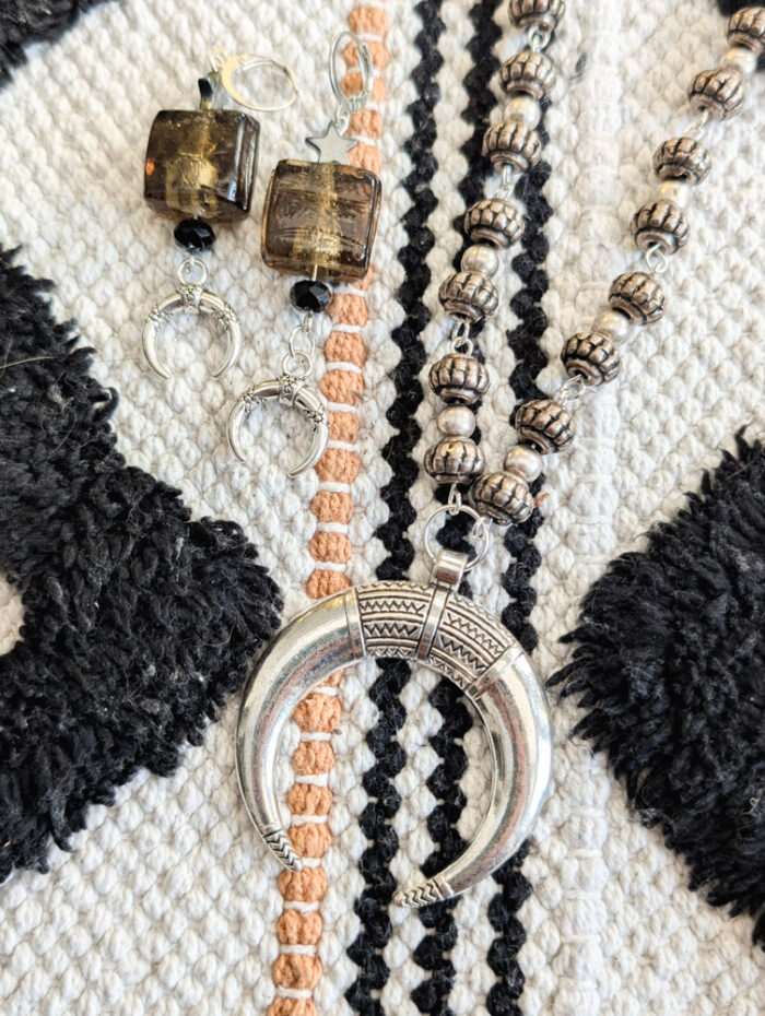 Silver Crescent Moon Necklace - Image 3