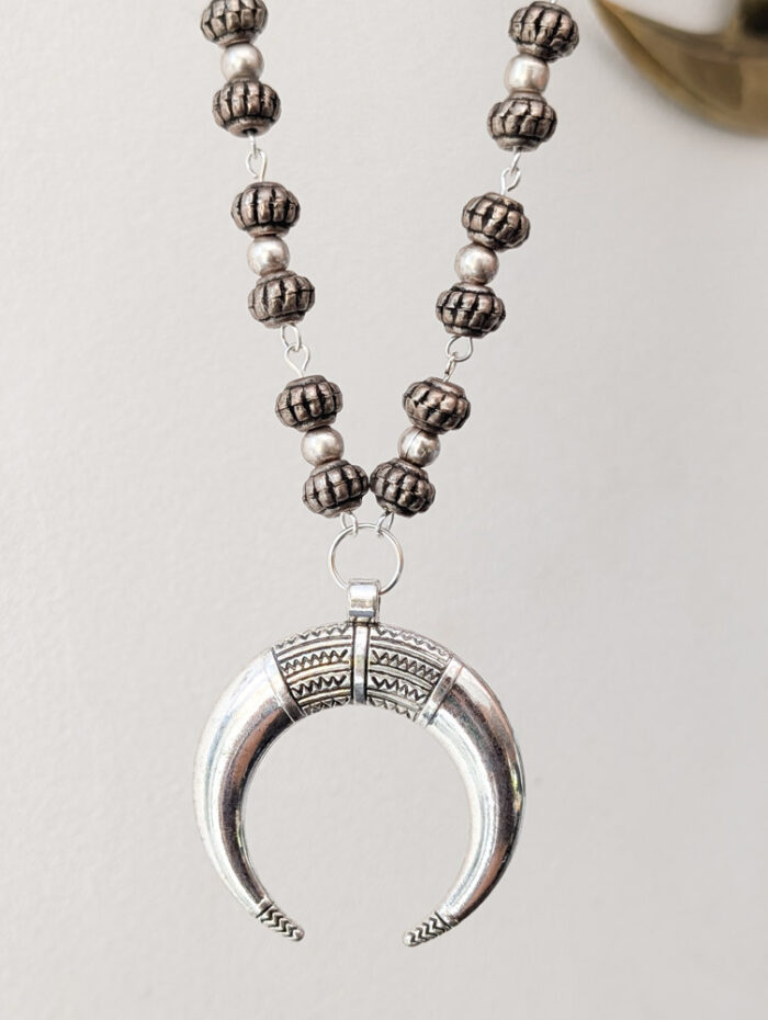 Silver Crescent Moon Necklace - Image 2