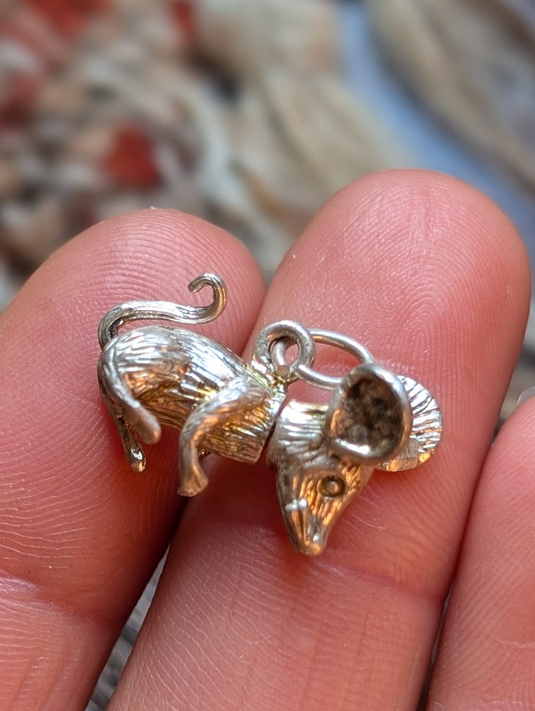 Vintage Silver Mouse Charm - Image 2