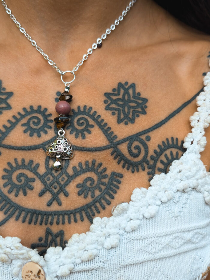 Upcycled Gemstone Mushroom Necklace - Image 4
