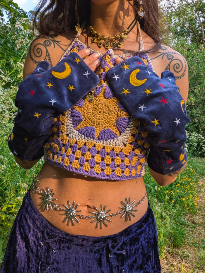 Navy Velvet Moon & Star Handwarmers