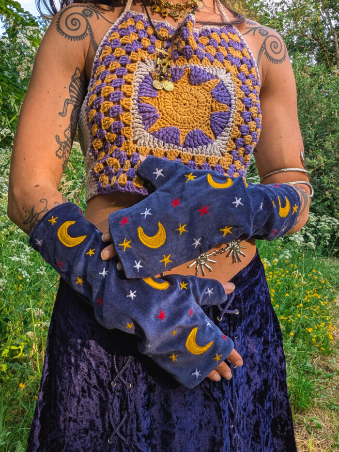 Navy Velvet Moon & Star Handwarmers - Image 3