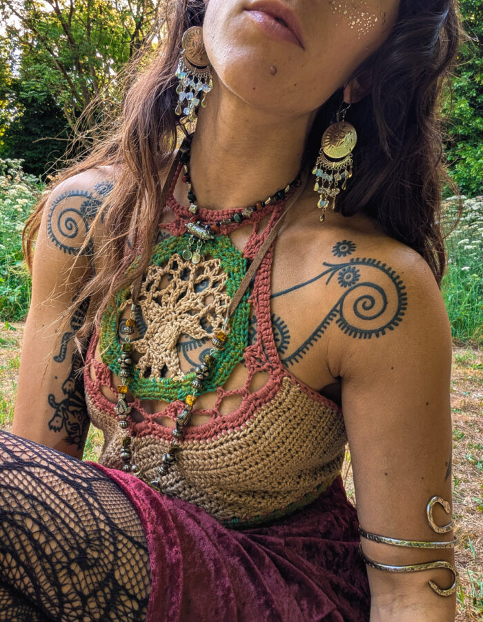 Upcycled Afghan Gemstone Necklace - Image 2