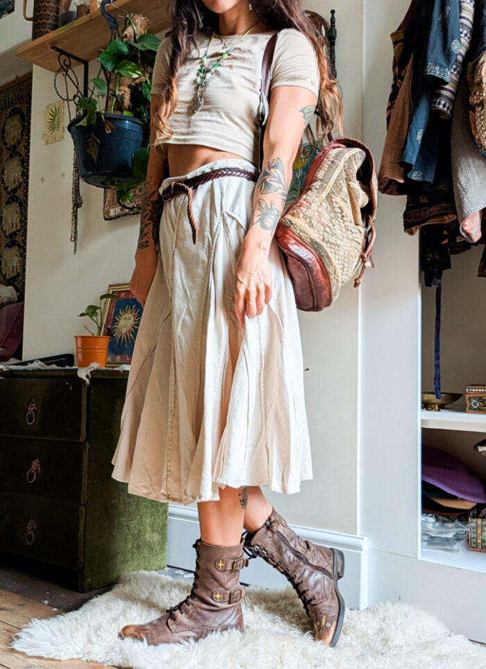Vintage Linen Midi Skirt with Tags - Image 3
