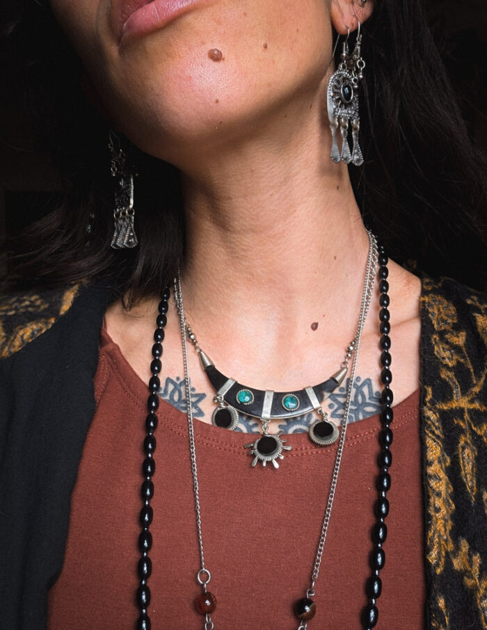 Vintage Black Onyx Enamel Earrings - Image 5
