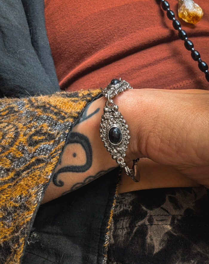 Vintage Black Onyx Enamel Bracelet - Image 3