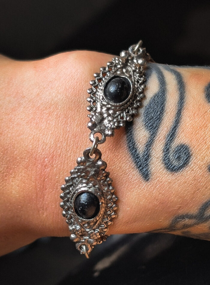 Vintage Black Onyx Enamel Bracelet - Image 5