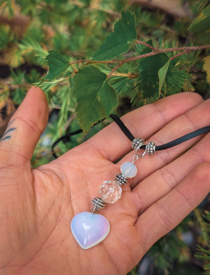 Upcycled Opalite Heart Necklace - Image 2