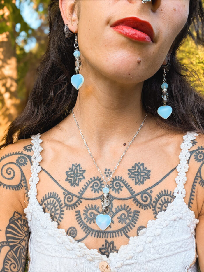 Upcycled Opalite Heart Necklace - Image 2
