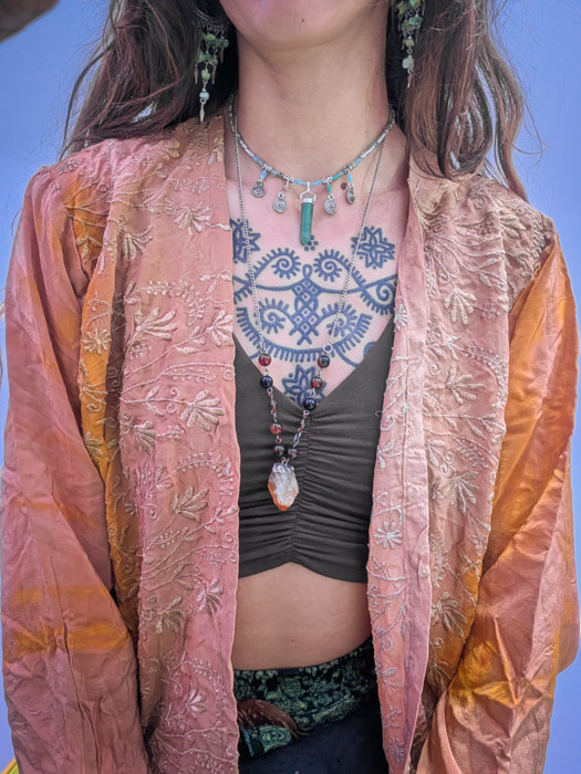 Orange Floral Embroidered Silk Robe - Image 4