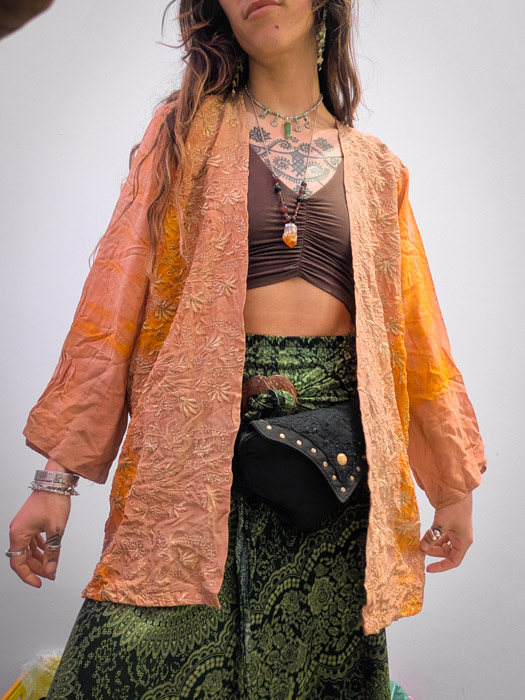 Orange Floral Embroidered Silk Robe - Image 5