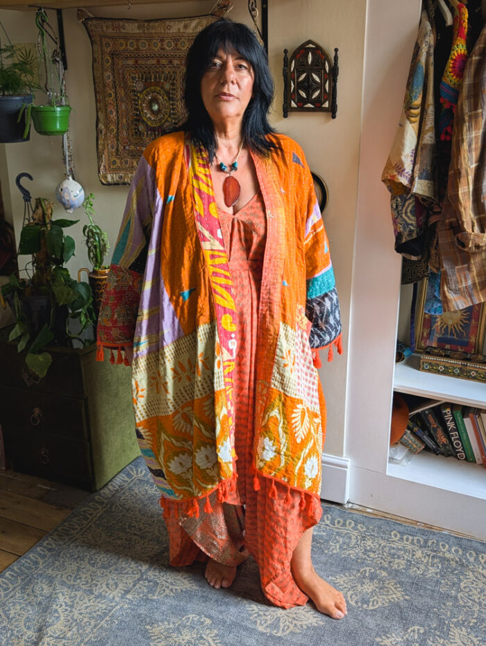 Orange Kantha Stitch Jacket - Image 2