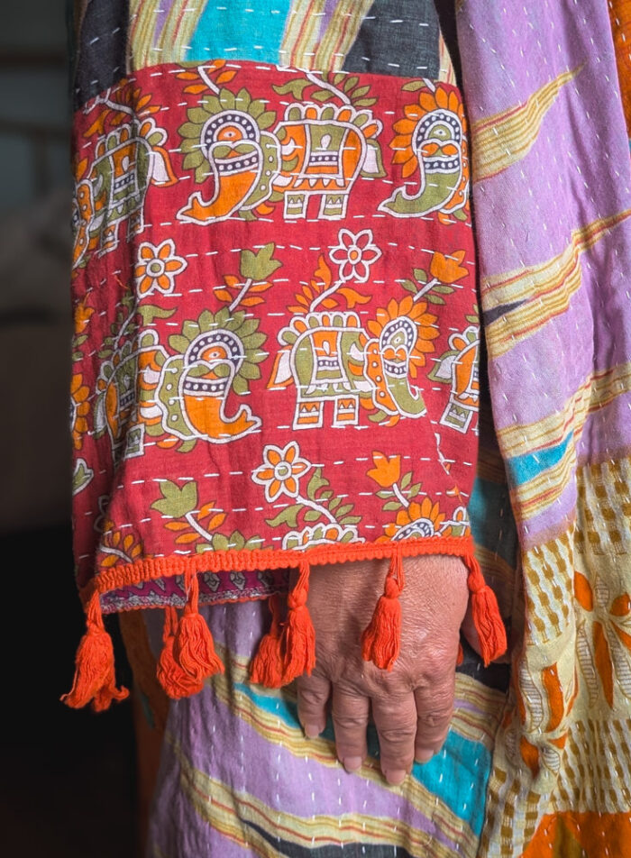 Orange Kantha Stitch Jacket - Image 5