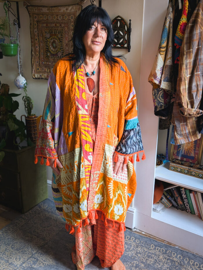 Orange Kantha Stitch Jacket - Image 7