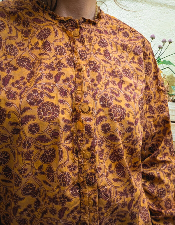 Preloved Orange Indian Cotton Shirt - Image 4