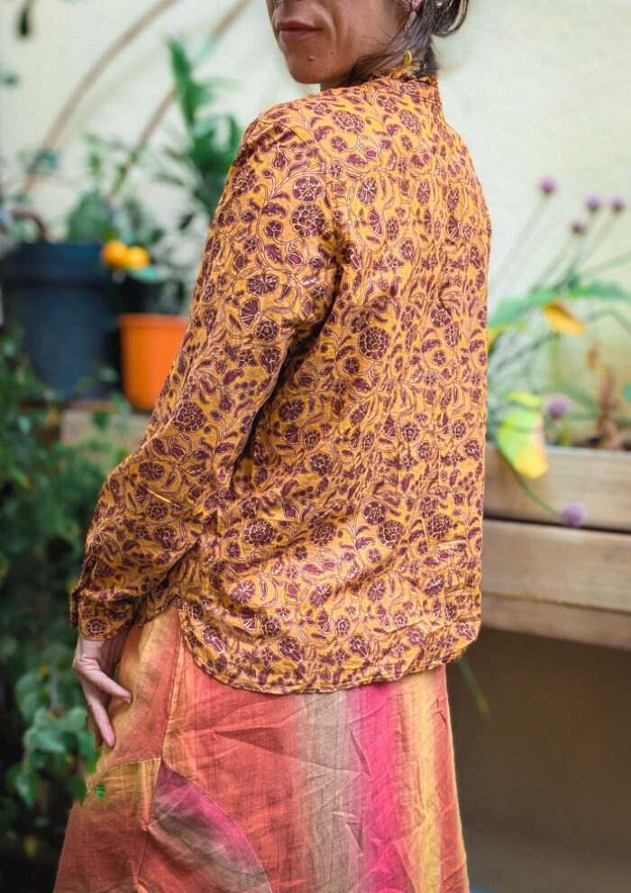 Preloved Orange Indian Cotton Shirt - Image 5