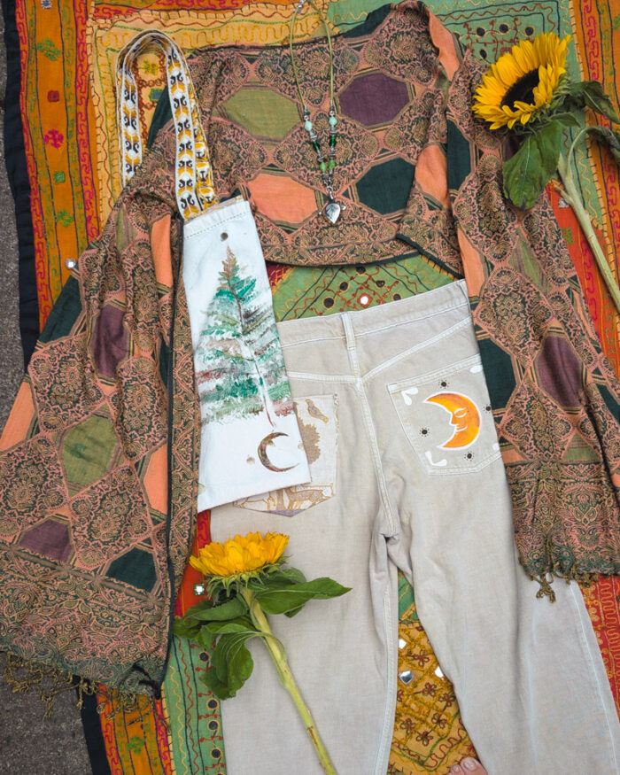 Upcycled Green & Orange Oversized Top - Image 3