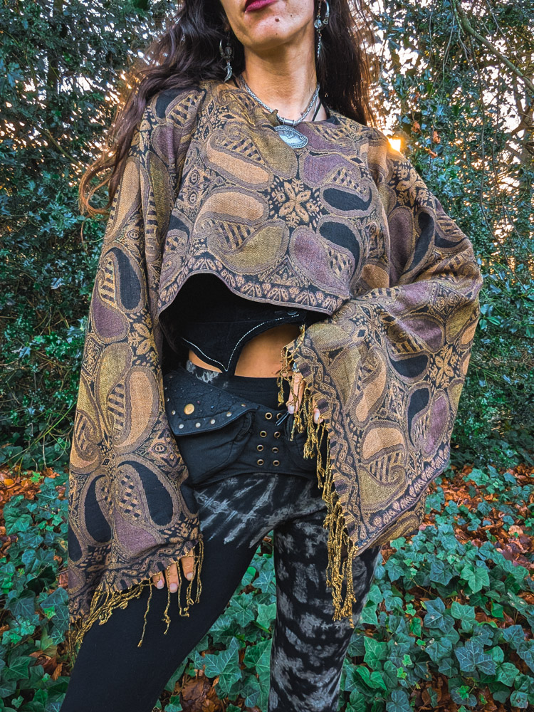 Upcycled Dark Paisley Oversized Top