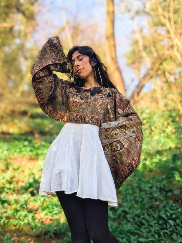 Upcycled Metallic Paisley Oversize Top - Image 3