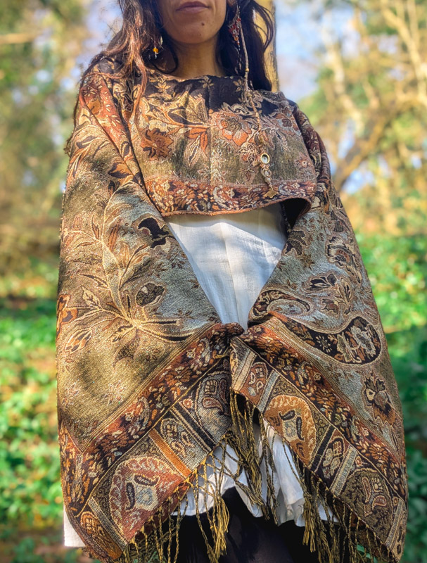 Upcycled Metallic Paisley Oversize Top