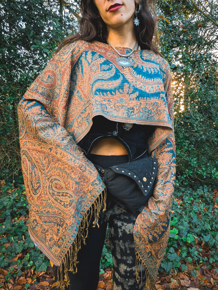 Upcycled Orange Paisley Oversized Top