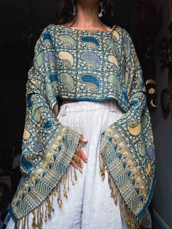 Upcycled Teal Paisley Fairy Top