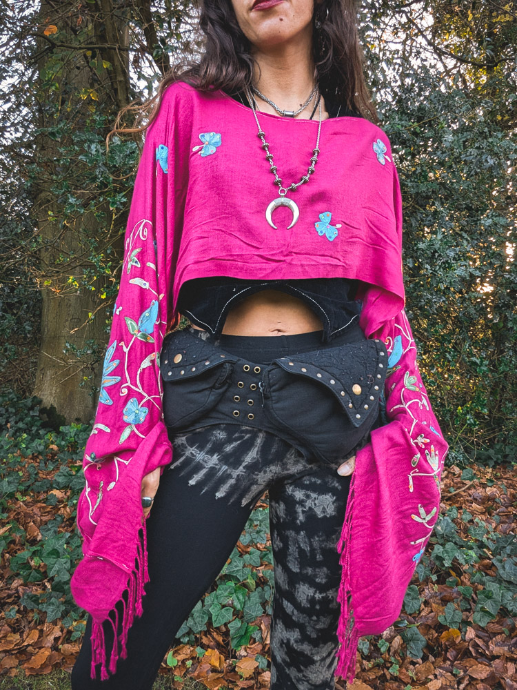Upcycled Fuschia Embroidered Oversized Top - Image 5
