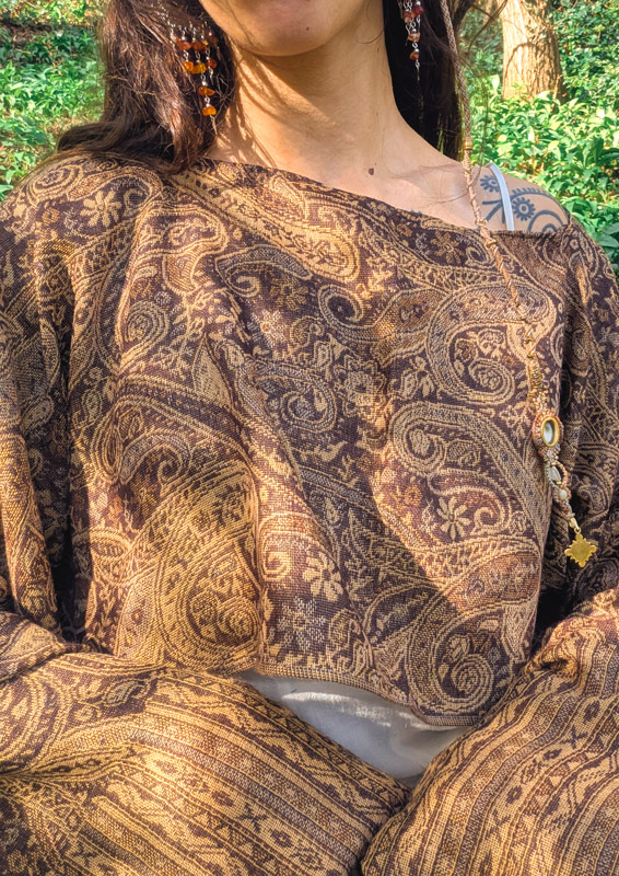 Upcycled Earthy Paisley Oversize Top - Image 4